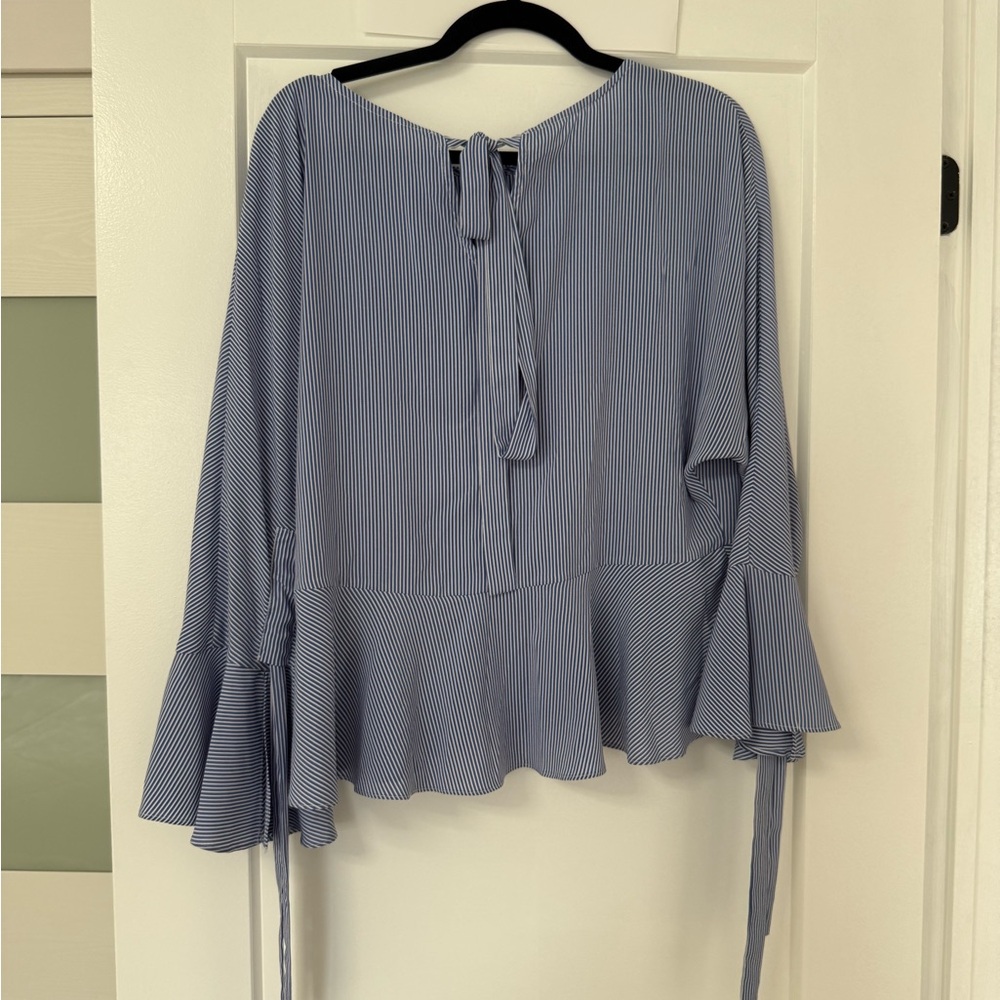 Peter Nygard Blue and White Striped Blouse